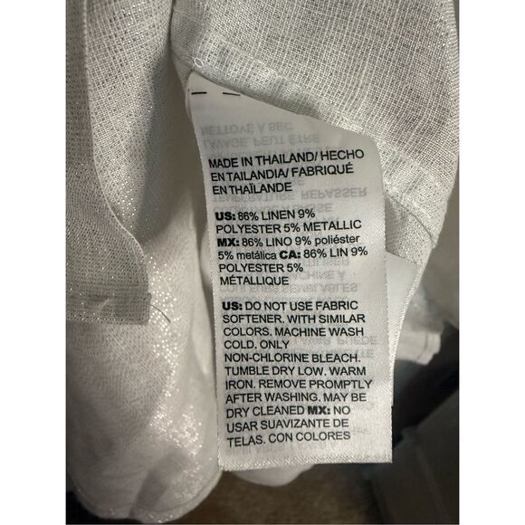NWT Chico’s NO IRON SLEEVELESS LINEN TUNIC METALLIC NO IRON TANK OPTIC WHITE - Picture 4 of 6
